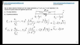 Fisica campo electrico calcular campo y potencial electrico de un dipolo [upl. by Devad74]