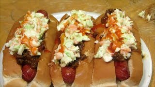 Carolina Hot Dog  Hot Dog with Chili and Cole Slaw [upl. by Fabri754]