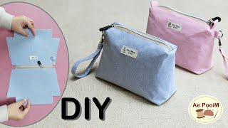 How to make zipper pouch bag  Easy sewing project [upl. by Dody483]