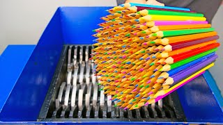 SHREDDING 100 PENCILS WITH INDUSTRIAL SHREDDER [upl. by Diandra]