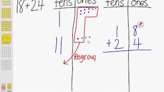 TwoDigit Addition Regrouping Ones Grade 2 [upl. by Mccready664]