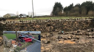 Dry Stone Walling  Reinstating A dry stone wall after A car crash time lapse [upl. by Redla]