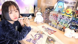 I DRAW for A WEEK with 358 copic markers [upl. by Ahsirkal]