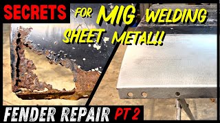 How To Fabricate  MIG Weld Thin Sheet Metal  Fender Patches on 1960 Cadillac [upl. by Flori]