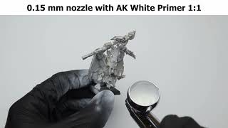 Airbrush Nozzle Test 015 vs 04 mm with HampS Infinity CR Plus and AK White Primer [upl. by Kahler]