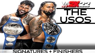 The Usos Signatures  Finishers WWE 2K22 [upl. by Narruc332]