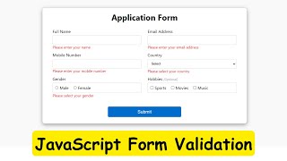 JavaScript Form Validation [upl. by Olecram974]