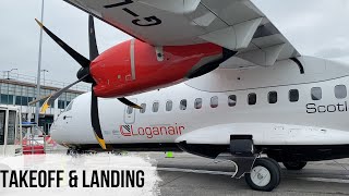 Takeoff amp Landing  Loganair ATR 42600  Dublin  Aberdeen [upl. by Harelda]