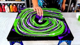 This one is SCARY Good  A Vortex of Color  Purple Green and Silver  Fluid Art [upl. by Asusej]