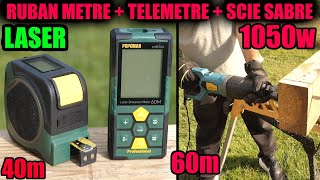 Ruban mètre Laser 40m  télémètre 60m Bluetooth  scie sabre POPOMAN XCREATOR TECCPO [upl. by Atoel]