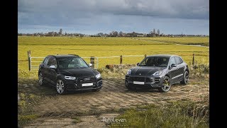 Porsche Macan Turbo vs Audi SQ5  AutoLeven  Overview amp Sound [upl. by Jordison]