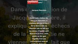 Jacques Rancière  Les défaites de la démocratie sont des défaites de légalité et non la d shorts [upl. by Namrehs]