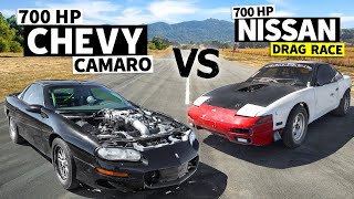 700hp FBody Camaro drag races LSSwapped 240SX on No Prep [upl. by Haynor572]