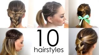 10 Quick amp Easy Everyday Hairstyles in 5 minutes [upl. by Jarvis221]