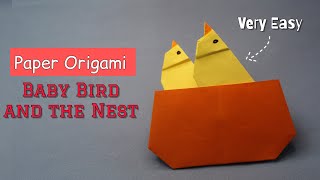 HOW TO MAKE A PAPER ORIGAMI BABY BIRD AND NEST  PAPER BIRD AND NEST VERY EASY [upl. by Leterg656]