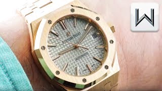 Audemars Piguet Royal Oak Mid Size Nickel Grey Dial 15450OROO1256OR01 Luxury Watch Review [upl. by Xantha]