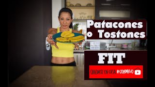 PATACONES FIT  TOSTONES FIT  Patacones sin freir Cómo hacer Tostones o Patacones de plátano verde [upl. by Yhpos535]