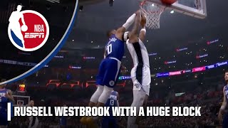 Russell Westbrook with the HUGE BLOCK on Paolo Banchero 👀  NBA on ESPN [upl. by Sheya]