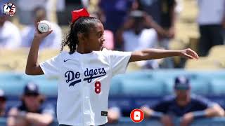 Kobe Bryant’s Daughter Bianka Throws 1st Pitch at Dodgers Game Honoring Her Late Father [upl. by Saihttam54]