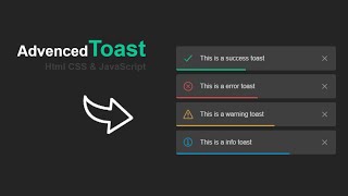 Create Advenced Toast Notification With HTML CSS amp JavaScript html css coding programming js [upl. by Elleon]