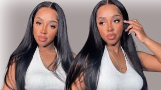 The Best Yaki Straight Glueless Wig PRE EVERY THING Affordable Wig Review and Install ISEE Hair [upl. by Weeks]