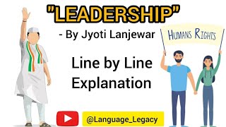 Leadership Poem Line by line explanation Summary in Hindi Jyoti Lanjewar [upl. by Rodger]