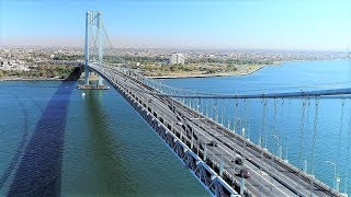 Aerial View of VerrazanoNarrows Bridge New York [upl. by Ittak]