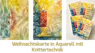 Einfache Weihnachtskarte in Aquarell mit Knittertechnik [upl. by Dlorah]