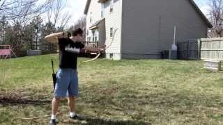 Shooting a Light quotBravequot MeridaStyle PVC Recurve Bow [upl. by Ellerrehc]