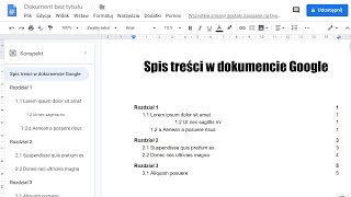 Automatyczny spis treści w dokumencie Google [upl. by Kavanaugh]