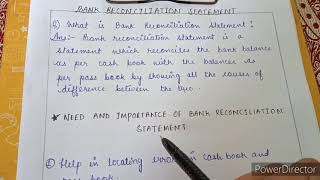 Meaning of Bank Reconciliation Statement and its need and importance [upl. by Ecirtam]