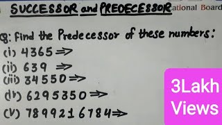 SUCCESSOR amp PREDECESSOR  MATHS  Part2  INTENSIVE STUDY [upl. by Elset31]