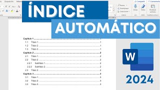 Índice automático con numeración de capítulos títulos y subtítulos [upl. by Peskoff]