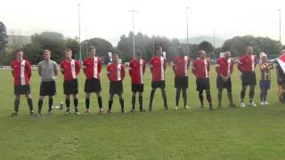 Sealand FC observe their national anthem before kickoff v Alderney 7 July 2013 [upl. by Trudy]