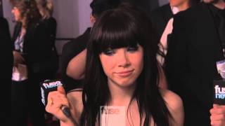 Carly Rae Jepsen Talks quotTonight Im Getting Over Youquot on Grammy Red Carpet  Grammy Awards 2013 [upl. by Holt705]