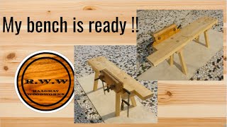 My first bench is ready Build compilation  hand tool woodworking bench Raaghav WoodWorks [upl. by Esenaj]