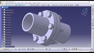 Assembly Design of Flange Coupling usingCatia V5 Tutorial [upl. by Barrington]