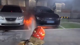 Second EV Fire in Korean Parking Garage Days Later [upl. by Enineg]