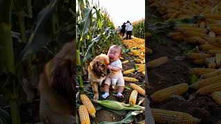 The parents were busy working and the baby needed attentionso the the dog gave it attention❤️💖 [upl. by Cristi]