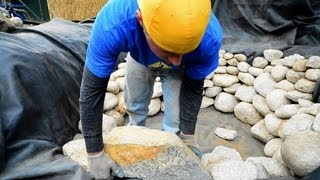 How to build a Fish Pond  Part 8  Pond Construction Rock Placement 1 of 2 [upl. by Feune217]