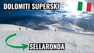 Dolomiti Superski  Sellaronda green start and finish in Canazei [upl. by Karwan212]