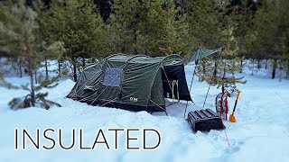 Winter Camping in INSULATED Tent  Snow and Freezing Temps [upl. by Arua]