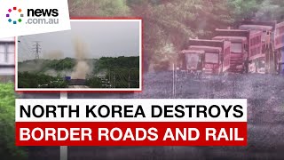 WATCH North Korea blows up critical links to South Korea [upl. by Kenleigh206]