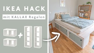 Ikea Kallax Hack Bett bauen 140x200  Plattform Bett selber bauen mit Stauraum [upl. by Annaed]