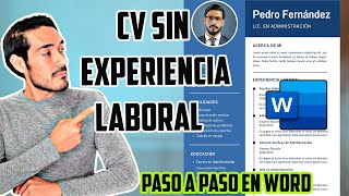 COMO CREAR UN CV SIN EXPERIENCIA LABORAL EN WORD  PASO A PASO 2024 [upl. by Lednam]