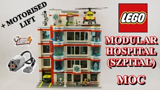 Modular Lego Hospital Szpital with a working lift MOC [upl. by Kopans]