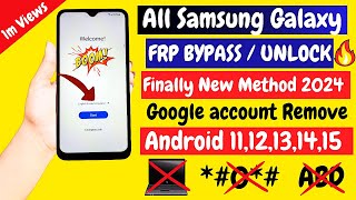 Finally🔥Without 0 All Samsung Frp Bypass 2024  All Android 1213 14 Google Account New Tool [upl. by Akierdna]