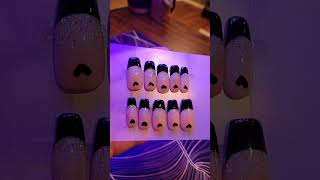 BlacK FrenchiE NaiL SeT 🖤 nailzbye nailz nails pressonnails nailsathome blackfrenchnails [upl. by Ednil]