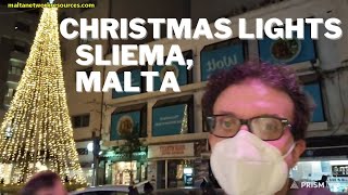 Malta Christmas 2020 Sliema Lights in Bisazza Street the Point and Plaza Shopping Malls  4K Walk [upl. by Annovy]