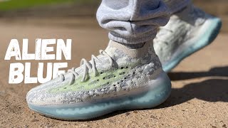 BEST COLOURWAY Yeezy 380 Alien Blue Review amp On Foot [upl. by Akirahc]